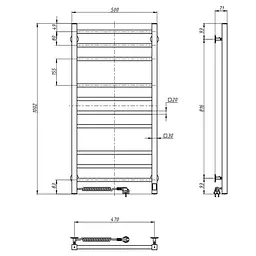 Електрична рушникосушка Navin Loft 500x1000 Sensor з таймером, ліва 00-044050-5080, Хром, Ліве, Електронний - мініатюра 6