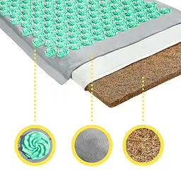Килимок акупунктурний 4FIZJO Eco Mat Аплікатор Кузнєцова з подушкою 68 x 42 см Grey/Mint 4FJ0230 (P-5907739312181) - мініатюра 3