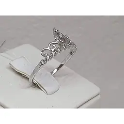 Срібне кільце Qvaliz Корона з фіанітами. 90101019 17,5 - мініатюра 3