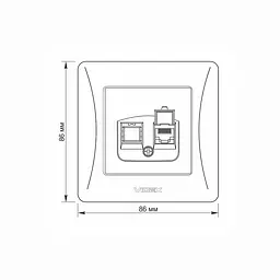 Розетка CAT6 одинарна комп'ютерна срібний шовк VIDEX BINERA VIDEX (24904-000) - мініатюра 5