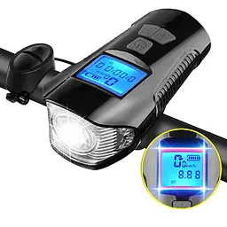 Вело ліхтар + комп'ютер + дзвінок XA-585-T6+2LED micro USB вбудований акумулятор (4 режим) - мініатюра 3