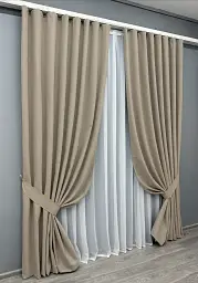 Комплект штор VR-Textil Ashen Night блекаут 2 шт 150x290 см бежевий (1853ш) - мініатюра 3