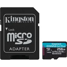 Карта пам'яті Kingston microSDXC Canvas Go! Plus 256GB Class 10 UHS-I U3 V30 A2 + SD адаптер (SDCG4/256GB) [139171]