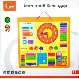 Магнітний календар Viga Toys з годинником українською мовою (50377U) - мініатюра 3