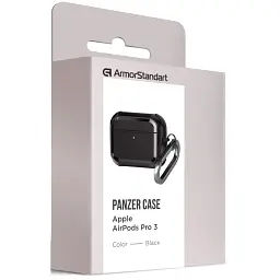 Чохол для навушників Armorstandart Panzer для Apple Airpods Pro 3 Black (ARM88286) - мініатюра 2