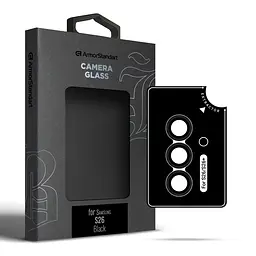 Захисне скло для камери Samsung Galaxy S26 5G, Supreme BI, чорний колір, з рамкою, глянцеве скло для захисту лінз, протиударне, прозоре, з клейовим шаром по контуру, не впливає на якість фото, ArmorStandart (ARM90420)