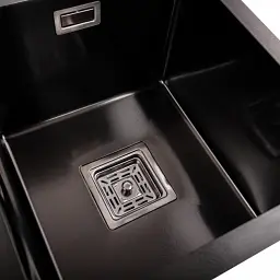 Кухонна мийка Platinum Handmade PVD HDB з нержавіючої сталі 3.0 мм квадратний сифон 78x43x23 см чорна - мініатюра 6