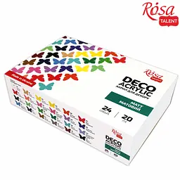 Набір акрилових фарб для декору матовий 24×20 мл ROSA Talent (4823098523963)
