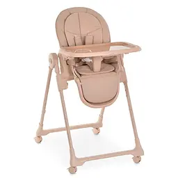 Стільчик El Camino CRYSTAL ME 1037 Nude Pink для годування матрац 4 колеса шкіра рожевий (ME 1037 Nude Pink)