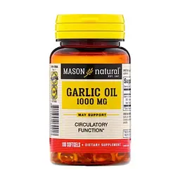 Трави Mason Natural Часникова олія 1000 мг, Garlic Oil, 100 гелевих капсул (MAV-06991)