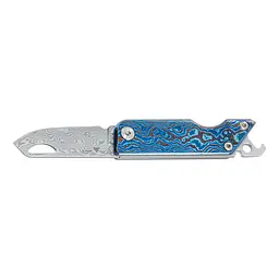 Ніж складаний кишеньковий SRM 6435-TL, (4.1 см) Damascus / Titanium блакитний - мініатюра 7