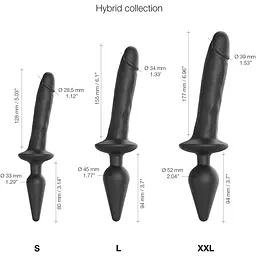 Анальна пробка з дилдо 2в1 Strap-On-Me SWITCH Plug-IN REALISTIC DILDO Black L - мініатюра 4