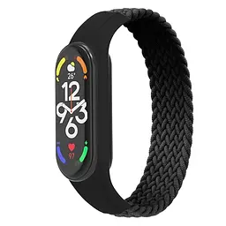Ремінець для Xiaomi Mi Band 7/6/5/4, Braided Solo Loop, чорний, розмір L, нейлоновий плетений браслет, еластичний змінний ремінець для фітнес-трекера з надійним кріпленням, ArmorStandart (ARM58763)