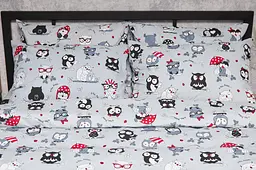 Комплект постільної білизни Moon&Star Бязь Gold Люкс Owls Gray King Size 220x240 наволочки 4х50х70 - мініатюра 3