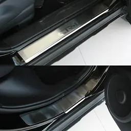 Накладки на пороги для Honda CR-V 2012-2017 Нержавіюча сталь із загином та Логотипом 4 шт (Premium P-HO15) - мініатюра 2