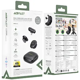Петличний бездротовий мікрофон Acefast R1 Dual-mic Lightning Black - мініатюра 5
