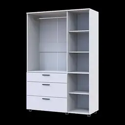 Шафа для одягу Doros Торн Білий 3 ДСП/3Ш (штанга) 135х51.6х200 (44900485) - мініатюра 6