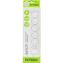 Мережевий фільтр живлення Patron 1.8m (SP-1052W), 5 розеток White (EXT-PN-SP-1052W) - миниатюра 2