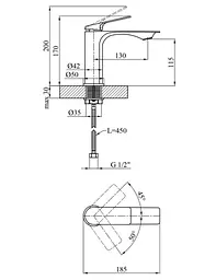 Змішувач для раковини Kroner KRP Graz - GRP010 (CV031338) - мініатюра 7
