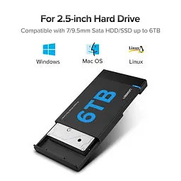 Зовнішній корпус для жорсткого диска Ugreen US221 (HDD/SSD кишеня) SATA 2.5" USB 3.0 (Чорний) - мініатюра 2
