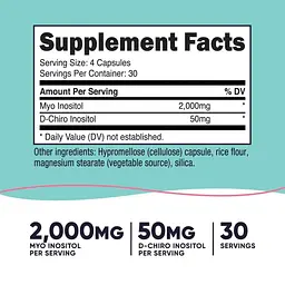 Міо та D-хіро інозитол для жінок Nutricost 120 капсул - мініатюра 3