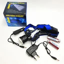 Налобний акумуляторний світлодіодний ліхтар із зумом 2х18650 battery ліхтарик для полювання туризму BL T24 P50 - мініатюра 4