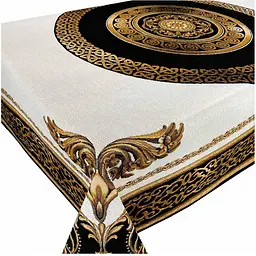 Скатертина Прованс Baroque 140х135 см чорно-біла з золотим (25407) - мініатюра 2