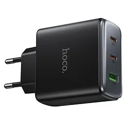 Мережевний зарядний пристрій Hoco C160A Upgrade PD65W+QC3.0 1USB-A/2C Black - мініатюра 4
