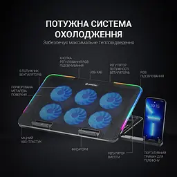 Охолоджувальна підставка для ноутбука GamePro Black (CP670) - мініатюра 11