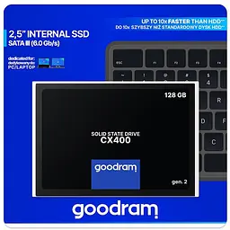 SSD диск 128GB GOODRAM CX-400 Gen.2 2.5 SATAIII 3D TLC - мініатюра 2