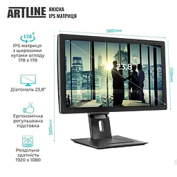 Моноблок Artline Business GT43 23.8 FHD IPS, Intel Core i5-14400, 32 GB, 480 SSD, Intel Graphics, W11P (GT43v06Win) - мініатюра 3