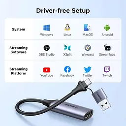 Конвертор сигналу Ugreen CM489 USB-A/Type-C to HDMI Video Capture Device Gray (40189) - мініатюра 4
