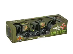 Набір транспорту TIGRES 3x1x8см "Kid cars" військовий 3шт арт.39998 зелений