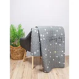 Покривало стьобане Home Line Печворк зірки 210x240 см сіре (177325) - мініатюра 2