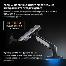 Настільне кріплення для монітора Anda Seat Stealth Pro II RGB 17''-42'' Black (AD-W-A9X-1S-BB) [123487] - мініатюра 18