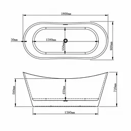 Окремостояча акрилова ванна VBI Marmolada 180x80, біла VBI-071018 - мініатюра 6
