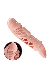 Насадка на пеніс Pretty Love Cecelia Vibrating Penis Sleeve Flesh, 18.5 см (тілесний) - мініатюра 2