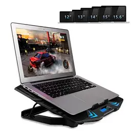 Підставка до ноутбука IceCoorel 10-15, 1 x 125mm 1400 RPM + 4 x 70mm 2500 RPM, 2 x USB, 365x297x30mm, Blue (K5Bl) - мініатюра 6