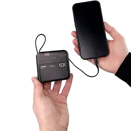 Павербанк Remax RPP-602 / 10000 мАг / до 22.5 Вт / USB-A, USB-C, Lightning / PD + QC / З кабелем / Чорний - мініатюра 6
