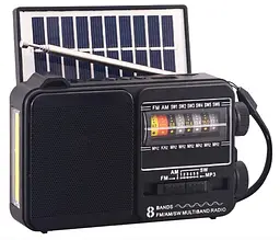 Радіоприймач PX-728BTS Bluetooth портативне радіо MP3-плеєр із сонячною панеллю 18650 USB TF microSD Чорний - мініатюра 3