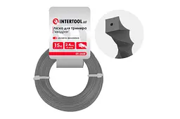 Лісочка для тримера та мотокоси Intertool 2.4 мм x 15м квадрат кручений армований DT-2328
