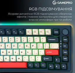 Механічна ігрова клавіатура GamePro MK-266-BL Asgard Yord Keychron Super Red Switch Bluetooth 5.2/2.4 ГГц/USB Blue - мініатюра 14