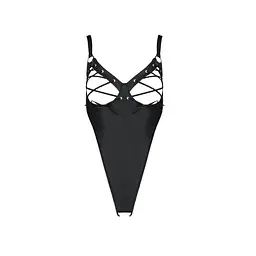 Боді з екошкіри Passion Celine Body black: з доступом відкритий L/XL - мініатюра 5