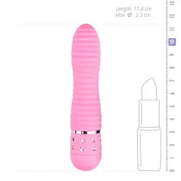 Вібратор ребристий Love Diamond Vibrator рожевий, 11.4 см - мініатюра 3
