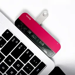 Мультипортовий адаптер USB Хаб Baseus Multi-Functional Transparent Series Type-C CAHUB-TD09 Red - мініатюра 6
