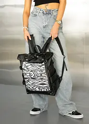 Жіночий рюкзак Sambag RollTop Hacking чорний принт "Zebra" 41 х 30 х 16 см (24460146) - мініатюра 3