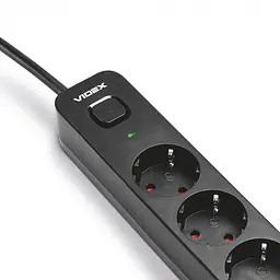 Подовжувач мережевий Videx Oncord з кнопкою з/з 4п 3 м 3x1.5 мм black (VF-PD43G-B) - мініатюра 3