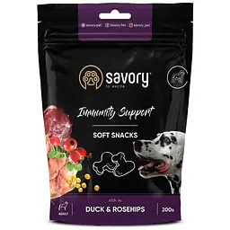М'які ласощі Savory для зміцнення імунітету собак, качка та шипшина, 200 г