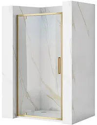 Душові двері Rea Rapid Swing 90 brushed gold REA-K2502, прозорий, золотий