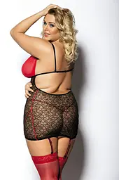 Сорочка з підв'язками для панчох Anais Yammy 3XL/4XL чорний з червоним - мініатюра 2